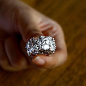 Oval CZ Crystal Wedding Ring for Women, Party Jewelry