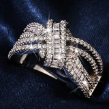 Geometric Crystal CZ Women Ring - Anniversary Wedding Jewelry