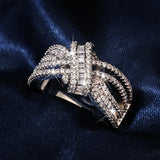 Geometric Crystal CZ Women Ring - Anniversary Wedding Jewelry