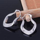 Huitan V Shape Hoop Earrings for Women CZ Party Jewelry