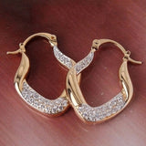 Huitan V Shape Hoop Earrings for Women CZ Party Jewelry