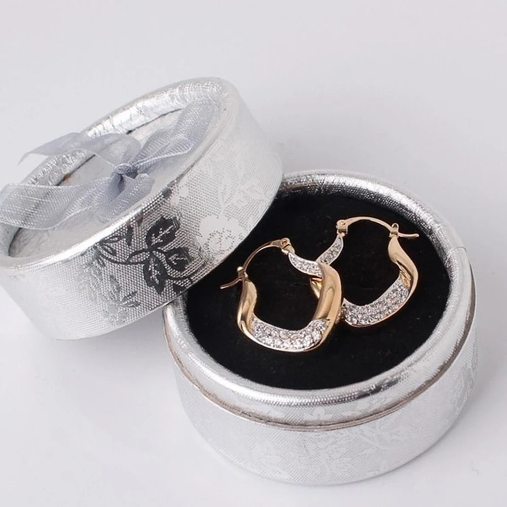 Huitan V Shape Hoop Earrings for Women CZ Party Jewelry