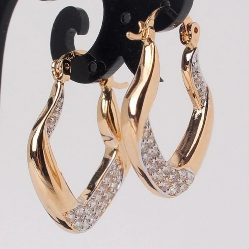 Huitan V Shape Hoop Earrings for Women CZ Party Jewelry