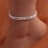 CZ Chain Women's Anklet Bracelet Silver Leg Jewelry