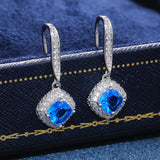 Silver Square Drop Earring Zircon Stone Women Jewelry