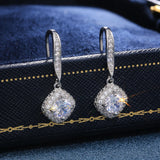 Silver Square Drop Earring Zircon Stone Women Jewelry