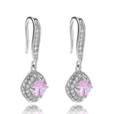 Silver Square Drop Earring Zircon Stone Women Jewelry