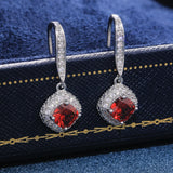 Silver Square Drop Earring Zircon Stone Women Jewelry