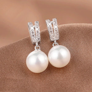Simulated Pearl Dangle Earrings for Women Wedding