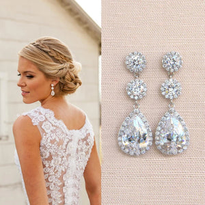 Crystal CZ Hanging Earrings High Silver Jewelry