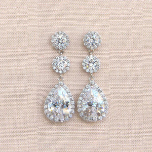 Crystal CZ Hanging Earrings High Silver Jewelry