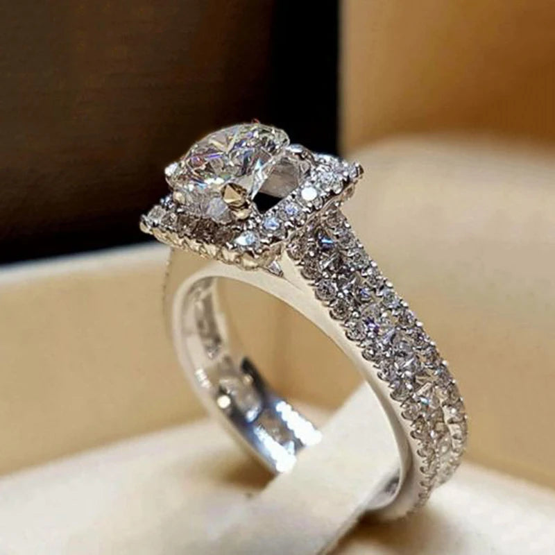 High Silver Cubic Zircon Engagement Bands Jewelry