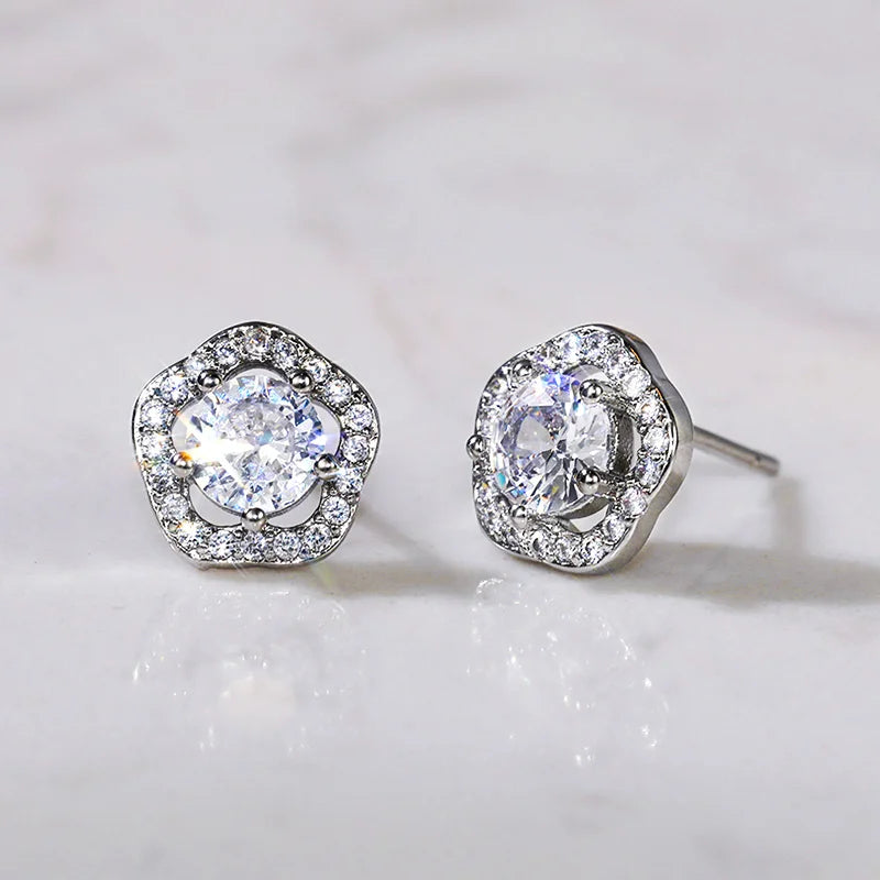 CZ Stud Earrings for Women - Sparkling Cubic Zirconia Crystal Jewelry