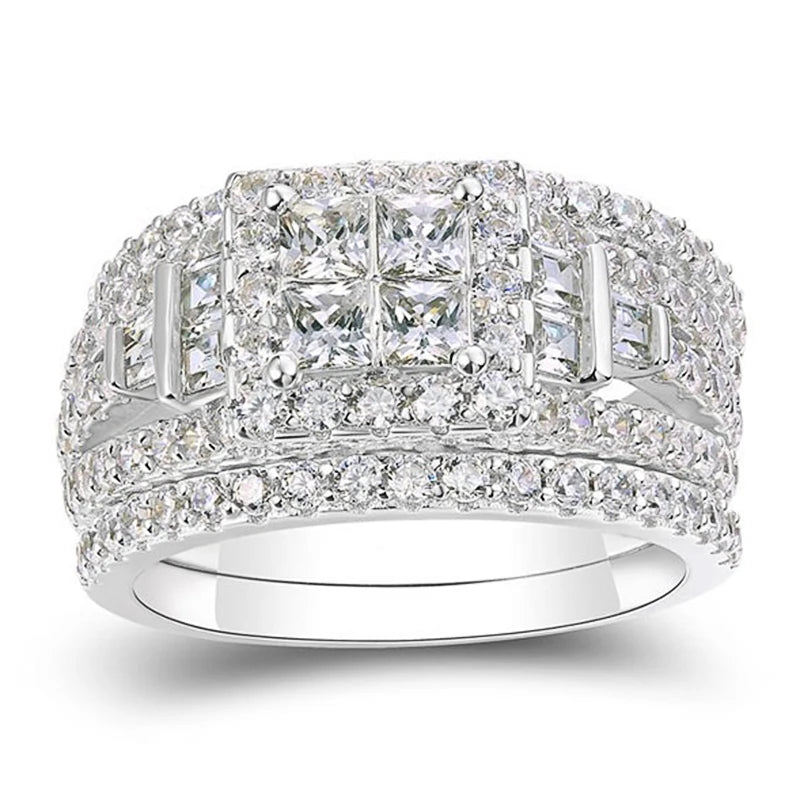Square Princess CZ Engagement Ring for Women