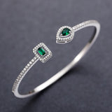 Women's Silver/Gold CZ Cuff Bangle Bracelet