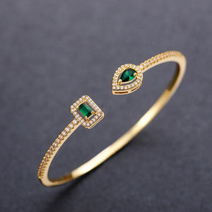 Women's Silver/Gold CZ Cuff Bangle Bracelet