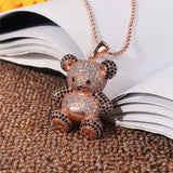 Brown Bear Necklace for Women Sweater Chain Long Necklace Jewelry