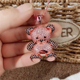 Brown Bear Necklace for Women Sweater Chain Long Necklace Jewelry