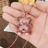 Brown Bear Necklace for Women Sweater Chain Long Necklace Jewelry