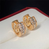 Two Tone Hoop Earrings Micro Paved CZ Female Jewelry