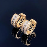 Two Tone Hoop Earrings Micro Paved CZ Female Jewelry