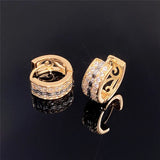 Two Tone Hoop Earrings Micro Paved CZ Female Jewelry