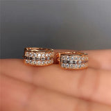 Two Tone Hoop Earrings Micro Paved CZ Female Jewelry