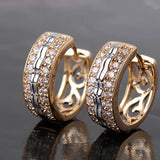 Two Tone Hoop Earrings Micro Paved CZ Female Jewelry