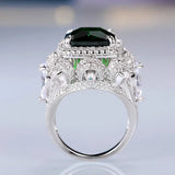 Green Cubic Zirconia Women Rings Modern Wedding Anniversary Party Jewelry