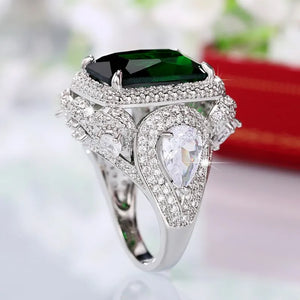 Green Cubic Zirconia Women Rings Modern Wedding Anniversary Party Jewelry