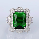 Green Cubic Zirconia Women Rings Modern Wedding Anniversary Party Jewelry