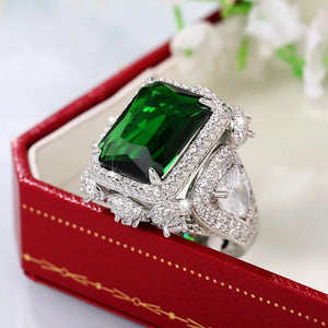 Green Cubic Zirconia Women Rings Modern Wedding Anniversary Party Jewelry