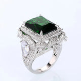 Green Cubic Zirconia Women Rings Modern Wedding Anniversary Party Jewelry
