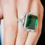 Green Cubic Zirconia Women Rings Modern Wedding Anniversary Party Jewelry