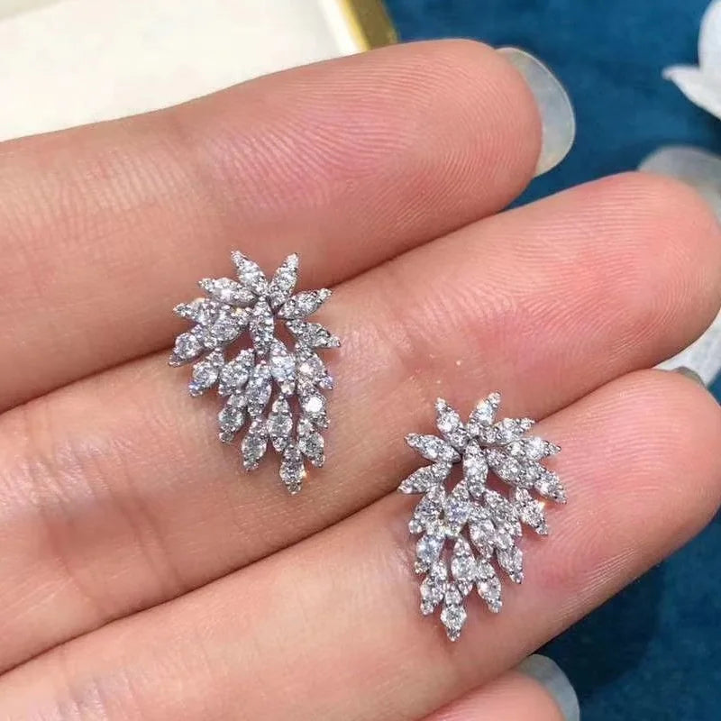 Clear Cubic Zirconia Stud Earrings Wedding Party Jewelry