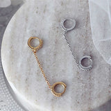 Crystal Zircon Two Hole Earrings with 3 Metal Chains