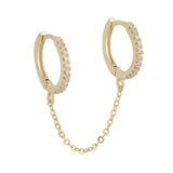 Crystal Zircon Two Hole Earrings with 3 Metal Chains