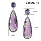 Purple CZ Drop Earrings Wedding Party Jewelry Gift
