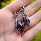 Purple CZ Drop Earrings Wedding Party Jewelry Gift