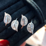 Personality Leaf Adjustable Rings with Bling Cubic Zirconia Wedding Rings