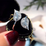 Personality Leaf Adjustable Rings with Bling Cubic Zirconia Wedding Rings