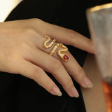 Sparkling Red CZ Snake Ring for Women