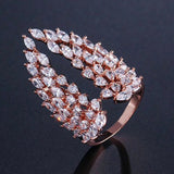 Personality Wing Opening Rings with Cubic Zirconia Inlay