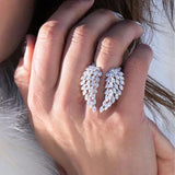 Personality Wing Opening Rings with Cubic Zirconia Inlay