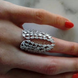 Personality Wing Opening Rings with Cubic Zirconia Inlay