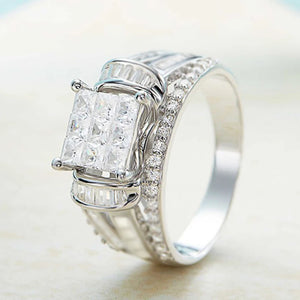 Princess Square CZ Wedding Rings for Women High Sparkle Silver Engagement Rings