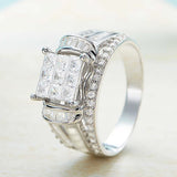 Princess Square CZ Wedding Rings for Women High Sparkle Silver Engagement Rings