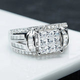 Princess Square CZ Wedding Rings for Women High Sparkle Silver Engagement Rings