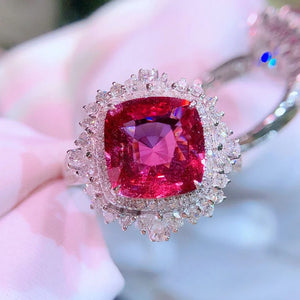 Red Cubic Zirconia Modern Wedding Engagement Ring for Women