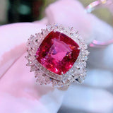 Red Cubic Zirconia Modern Wedding Engagement Ring for Women